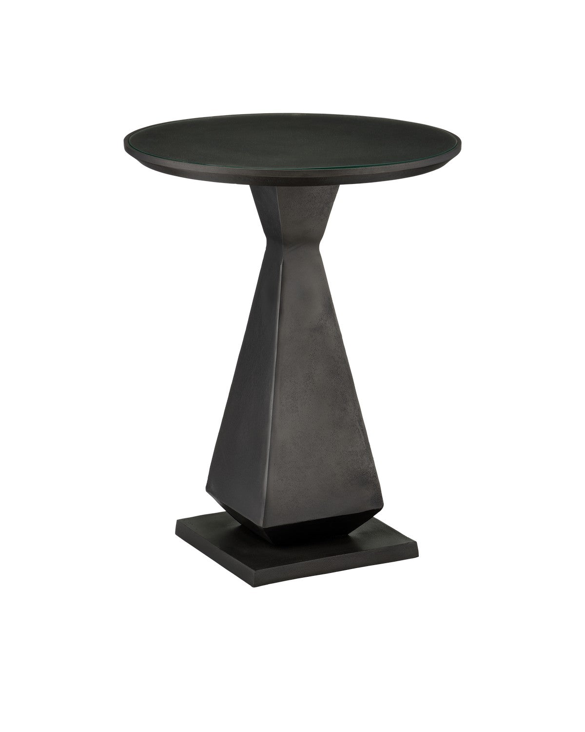 Currey and Company Accent Table in Graphite/Clear finish