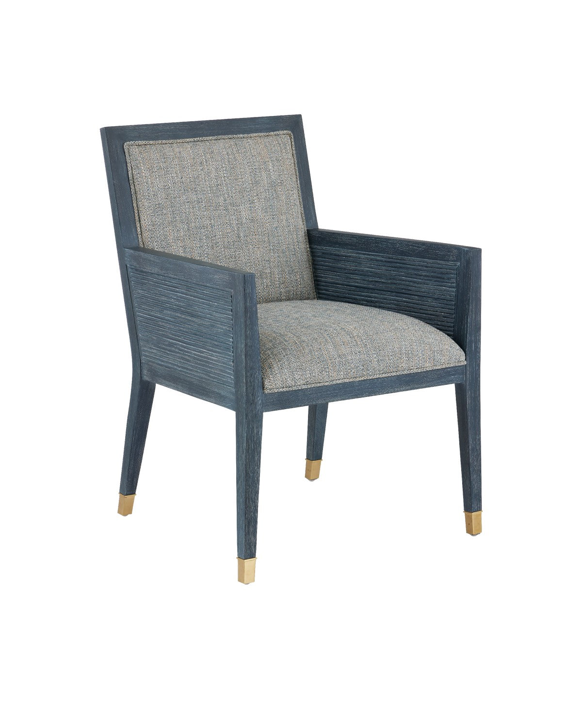 Currey and Company Armchair from the Santos Collection collection in Vintage Navy/Performance Barrett Dusk/Satin Brass finish