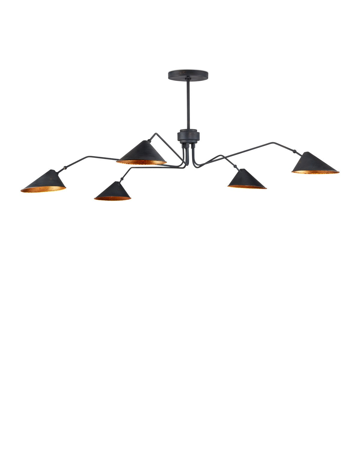 Currey and Company Five Light Chandelier from the Serpa Collection collection in French Black/Gold Leaf finish