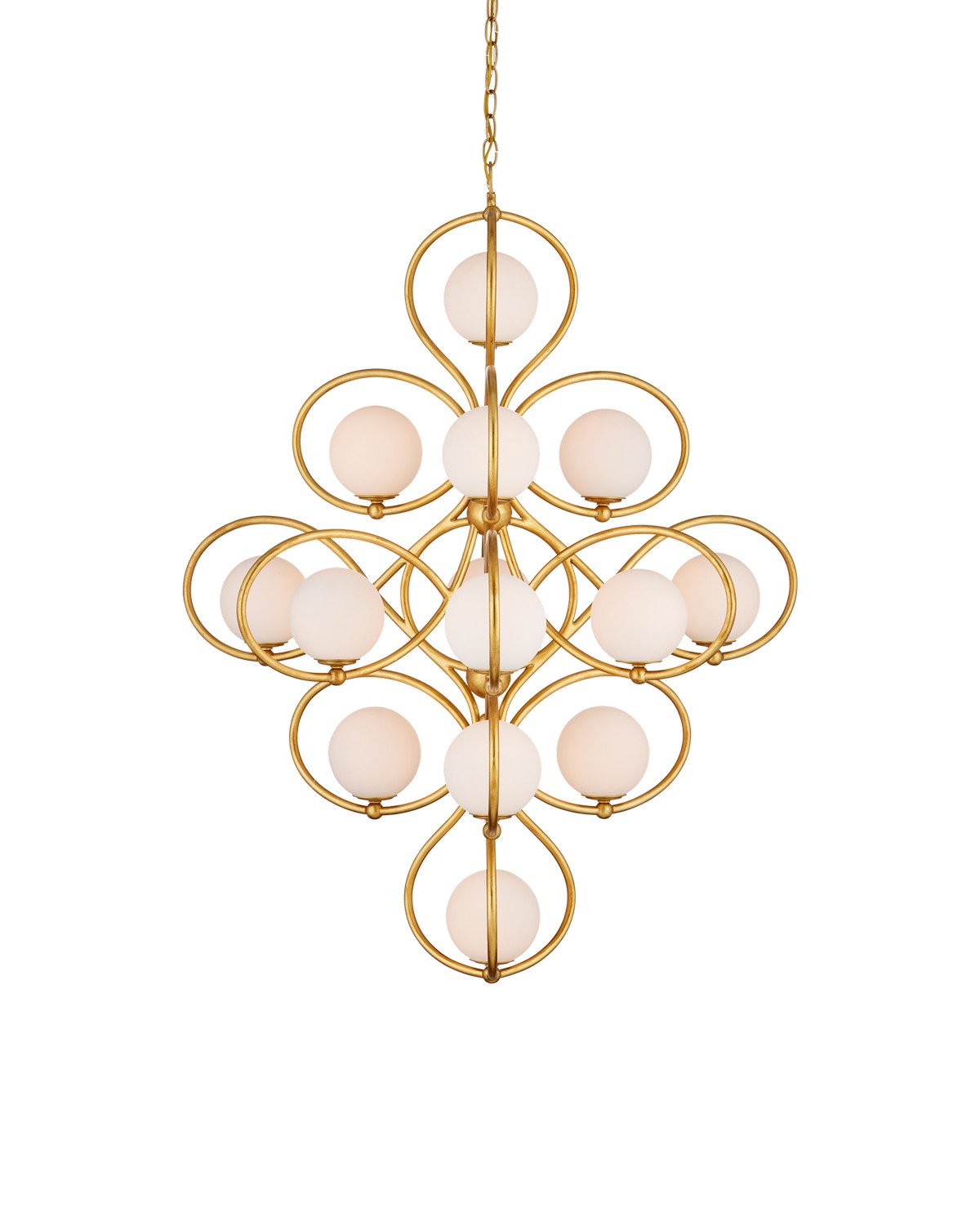 Currey and Company 14 Light Chandelier from the Storrs Collection collection in Contemporary Gold Leaf/Contemporary Gold/White finish