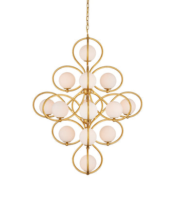 Currey and Company 14 Light Chandelier from the Storrs Collection collection in Contemporary Gold Leaf/Contemporary Gold/White finish