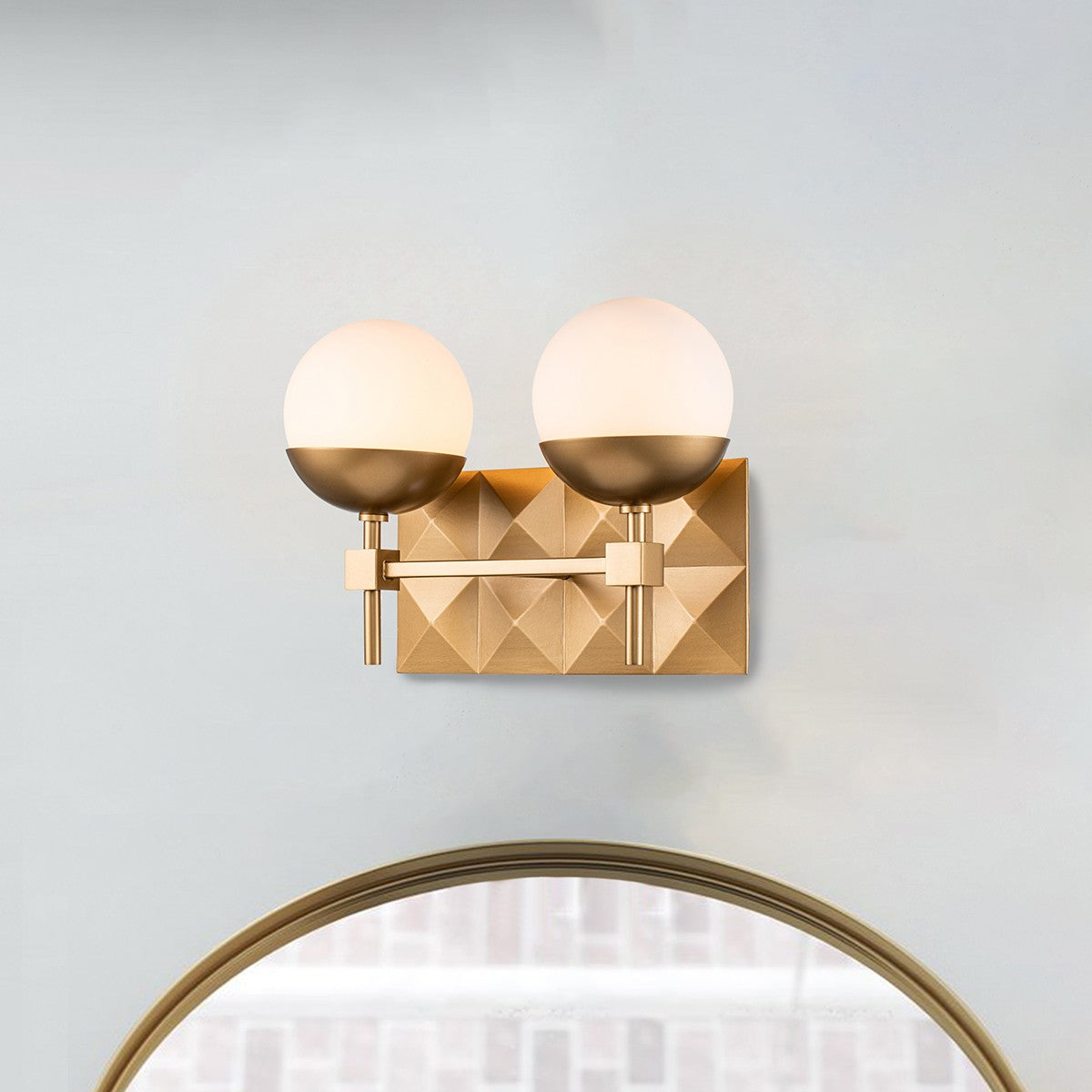 Lucas + McKearn Two Light Bath from the Deco collection in Lacquered Gold finish