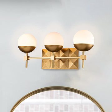 Lucas + McKearn Three Light Bath from the Deco collection in Lacquered Gold finish