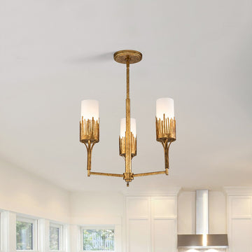 Lucas + McKearn Three Light Chandelier from the Sawgrass collection in Gold Leaf finish