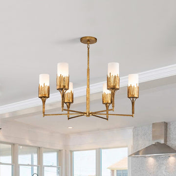 Lucas + McKearn Six Light Chandelier from the Sawgrass collection in Gold Leaf finish