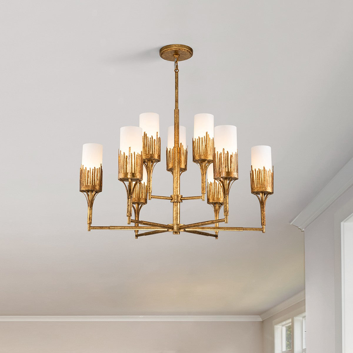Lucas + McKearn Nine Light Chandelier from the Sawgrass collection in Gold Leaf finish