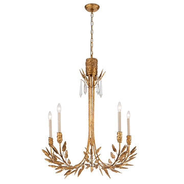 Lucas + McKearn Five Light Chandelier from the Palm d'Or collection in Gold finish