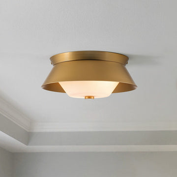 Lucas + McKearn Two Light Flush Mount from the Bowtie collection in Lacquered Gold finish