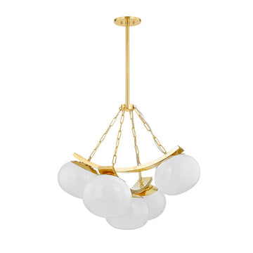 Hudson Valley Five Light Chandelier from the Duxbury collection in Aged Brass finish