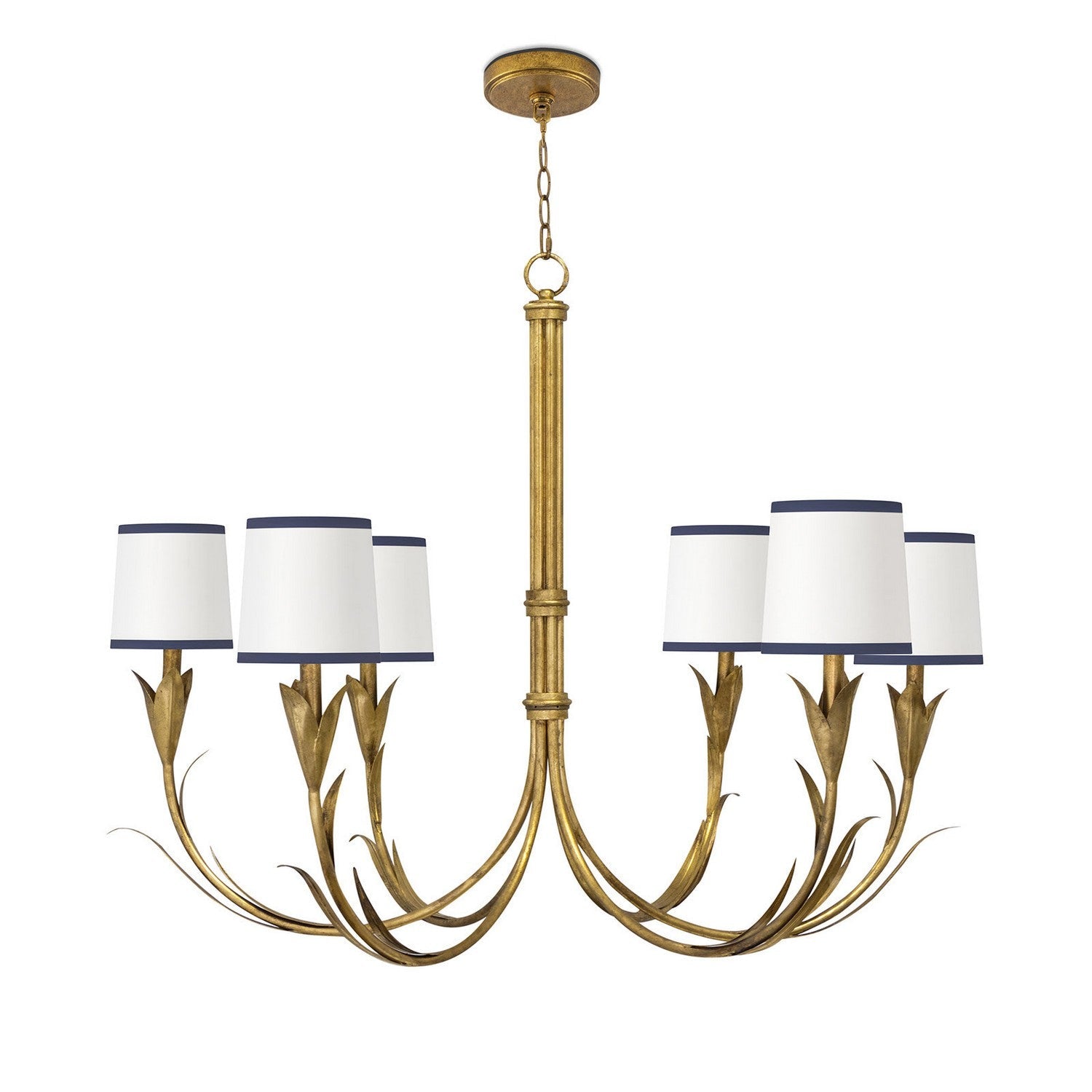Regina Andrew Six Light Chandelier from the River Reed collection in Antique Gold Leaf finish