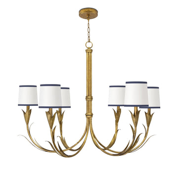 Regina Andrew Six Light Chandelier from the River Reed collection in Antique Gold Leaf finish