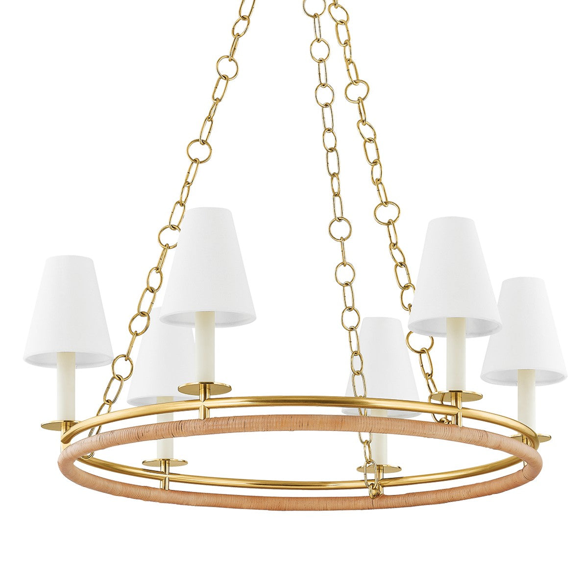 Hudson Valley Six Light Chandelier from the Swanton collection in Aged Brass finish