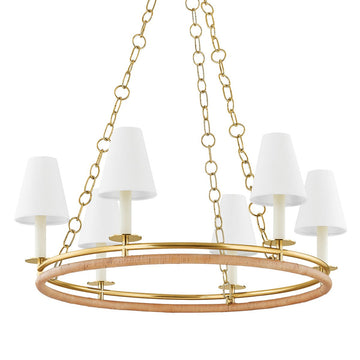 Hudson Valley Six Light Chandelier from the Swanton collection in Aged Brass finish
