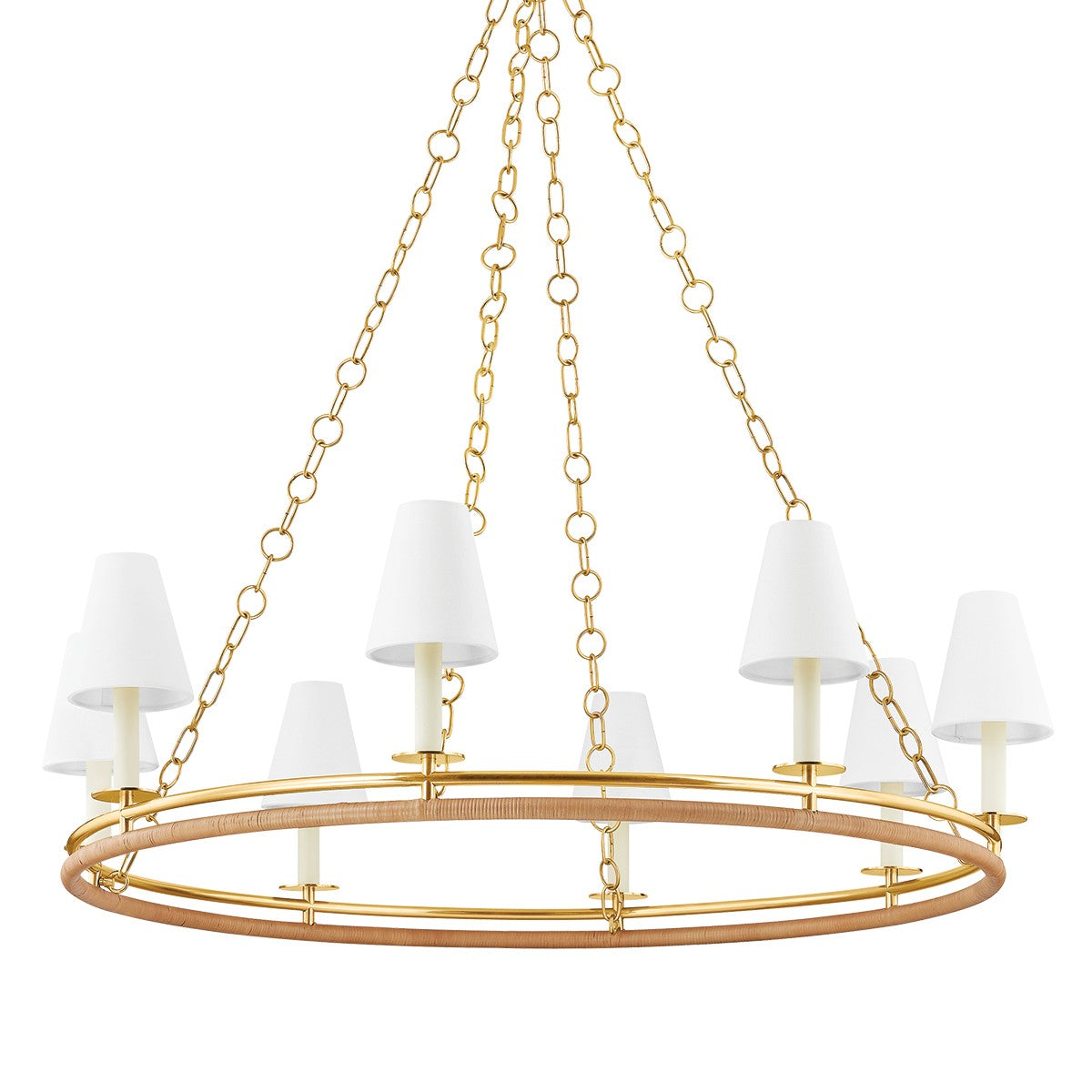 Hudson Valley Eight Light Chandelier from the Swanton collection in Aged Brass finish