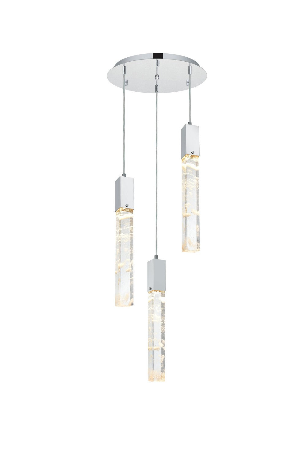 Elegant Lighting Three Light Chandelier from the Aurora collection in Black And Clear finish