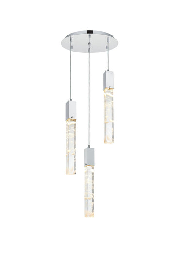 Elegant Lighting Three Light Chandelier from the Aurora collection in Chrome And Clear finish