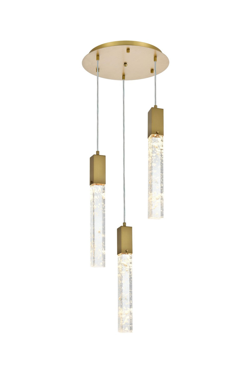 Elegant Lighting Three Light Chandelier from the Aurora collection in Satin Gold And Clear finish