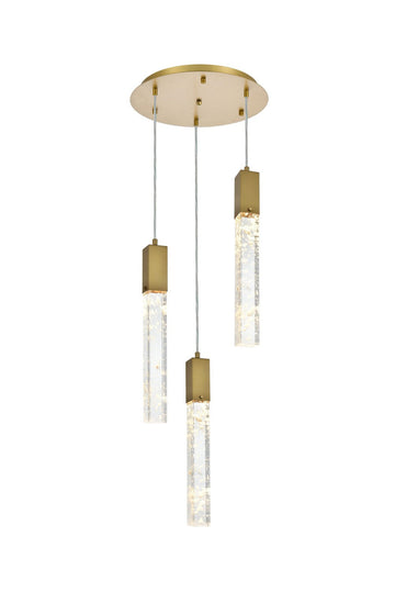 Elegant Lighting Three Light Chandelier from the Aurora collection in Satin Gold And Clear finish