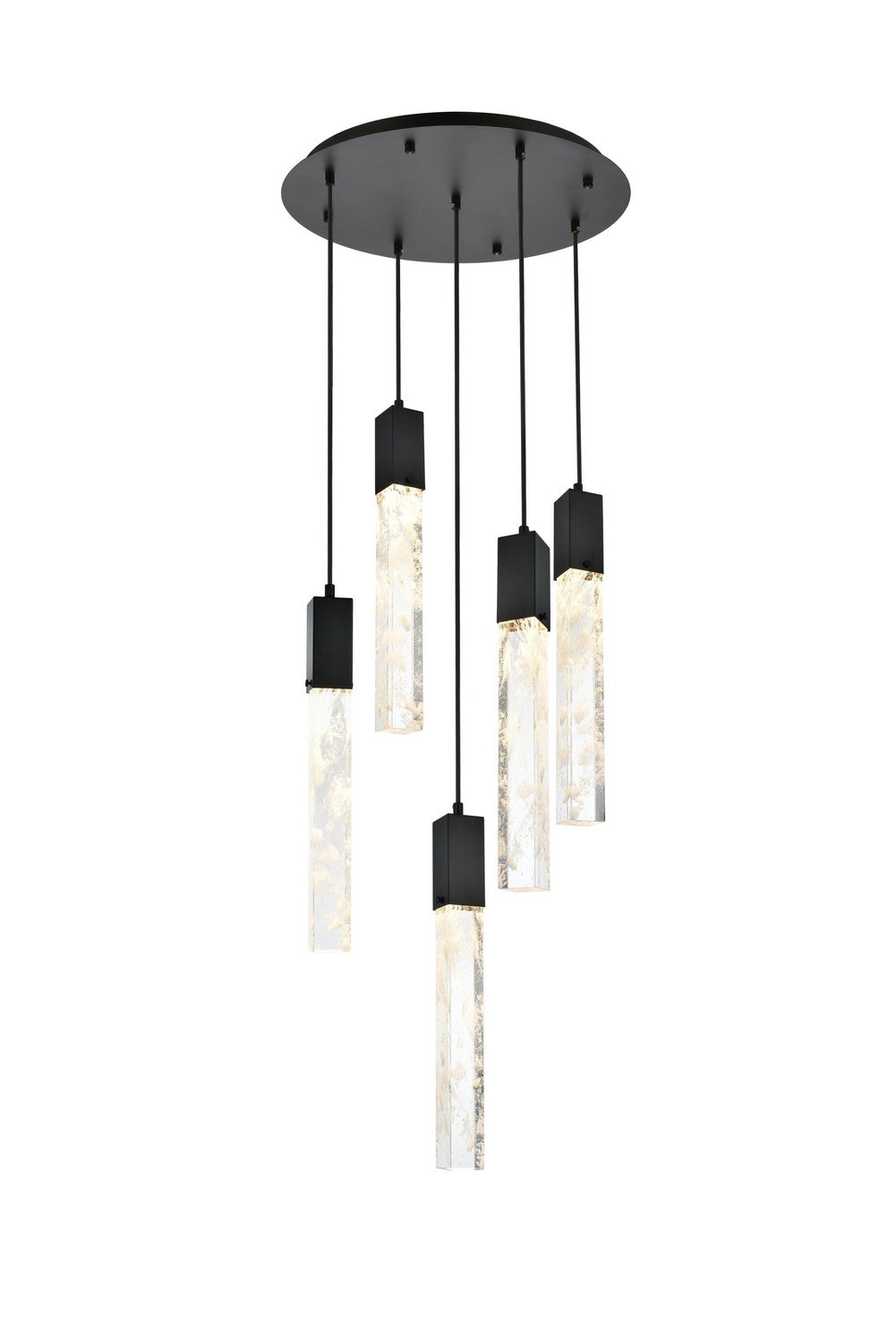 Elegant Lighting Five Light Chandelier from the Aurora collection in Black And Clear finish