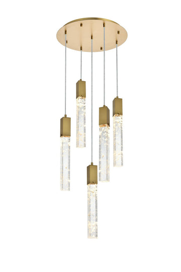 Elegant Lighting Five Light Chandelier from the Aurora collection in Satin Gold And Clear finish