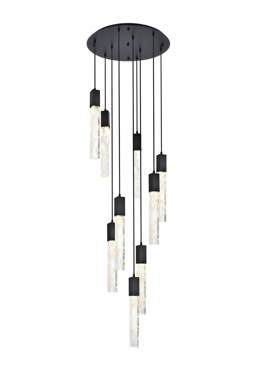 Elegant Lighting Nine Light Chandelier from the Aurora collection in Black And Clear finish