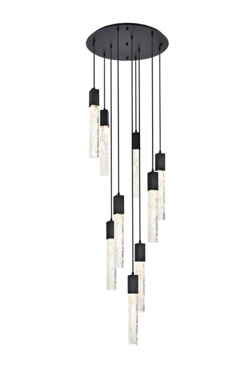 Elegant Lighting Nine Light Chandelier from the Aurora collection in Black And Clear finish
