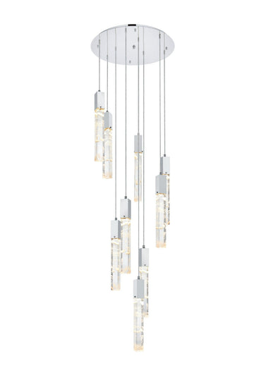 Elegant Lighting Nine Light Chandelier from the Aurora collection in Chrome And Clear finish