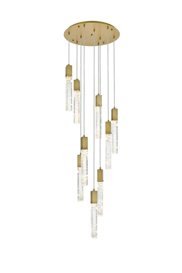 Elegant Lighting Nine Light Chandelier from the Aurora collection in Satin Gold And Clear finish