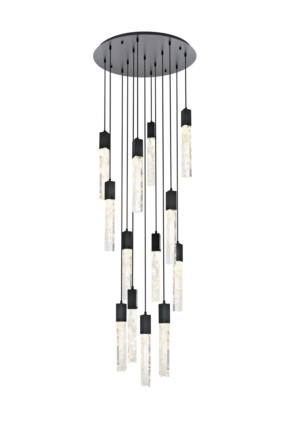 Elegant Lighting 13 Light Chandelier from the Aurora collection in Black And Clear finish