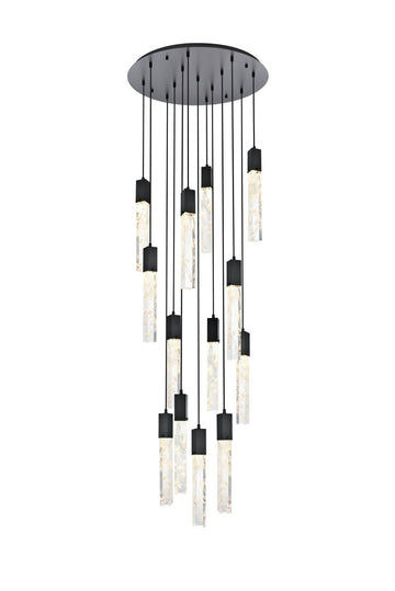 Elegant Lighting 13 Light Chandelier from the Aurora collection in Black And Clear finish
