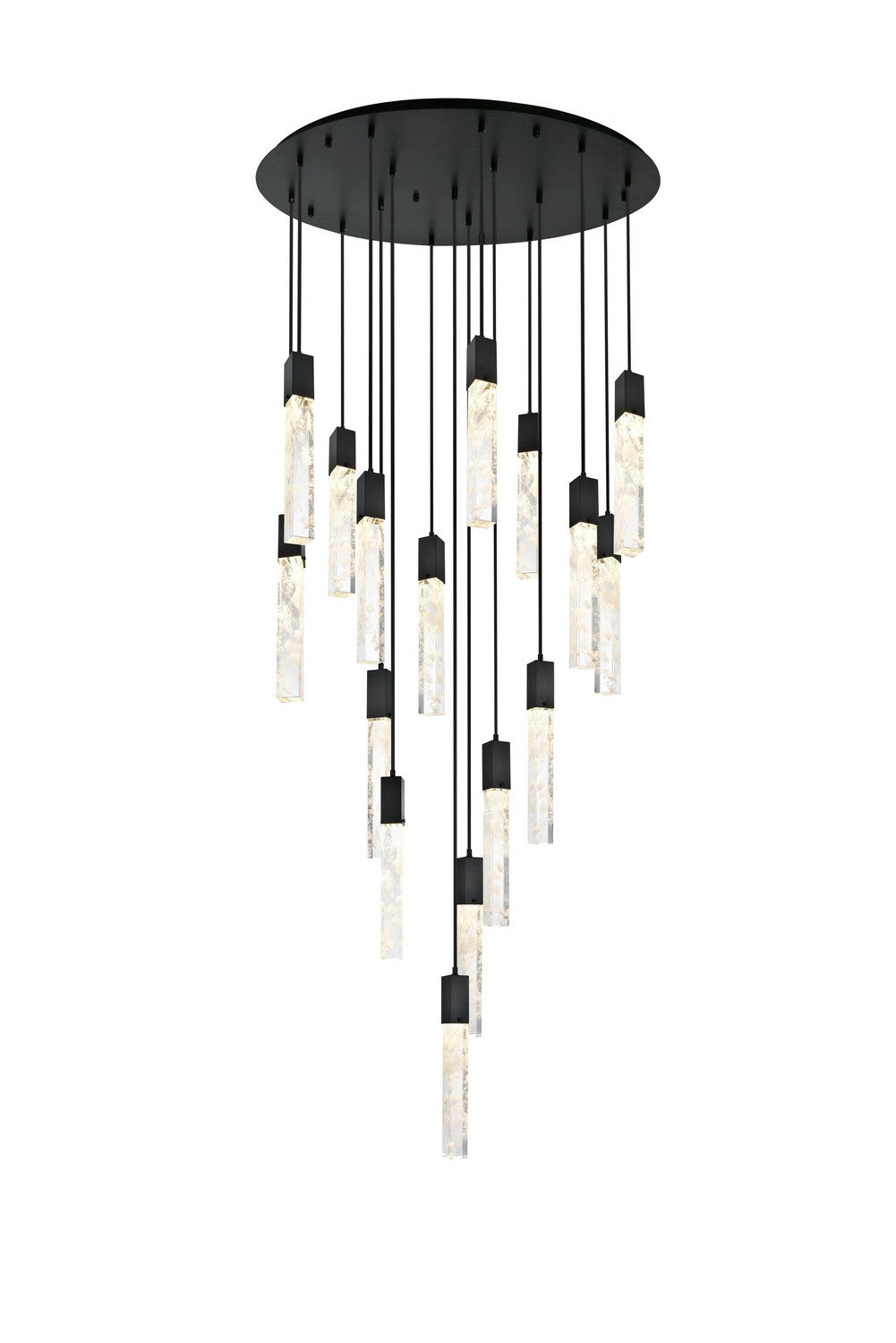 Elegant Lighting 16 Light Chandelier from the Aurora collection in Black And Clear finish