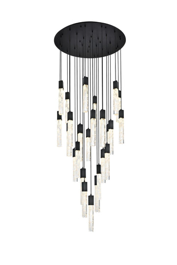 Elegant Lighting 25 Light Chandelier from the Aurora collection in Black And Clear finish