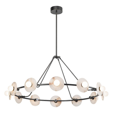 Alora LED Chandelier from the Dahlia collection in Urban Bronze/Alabaster finish