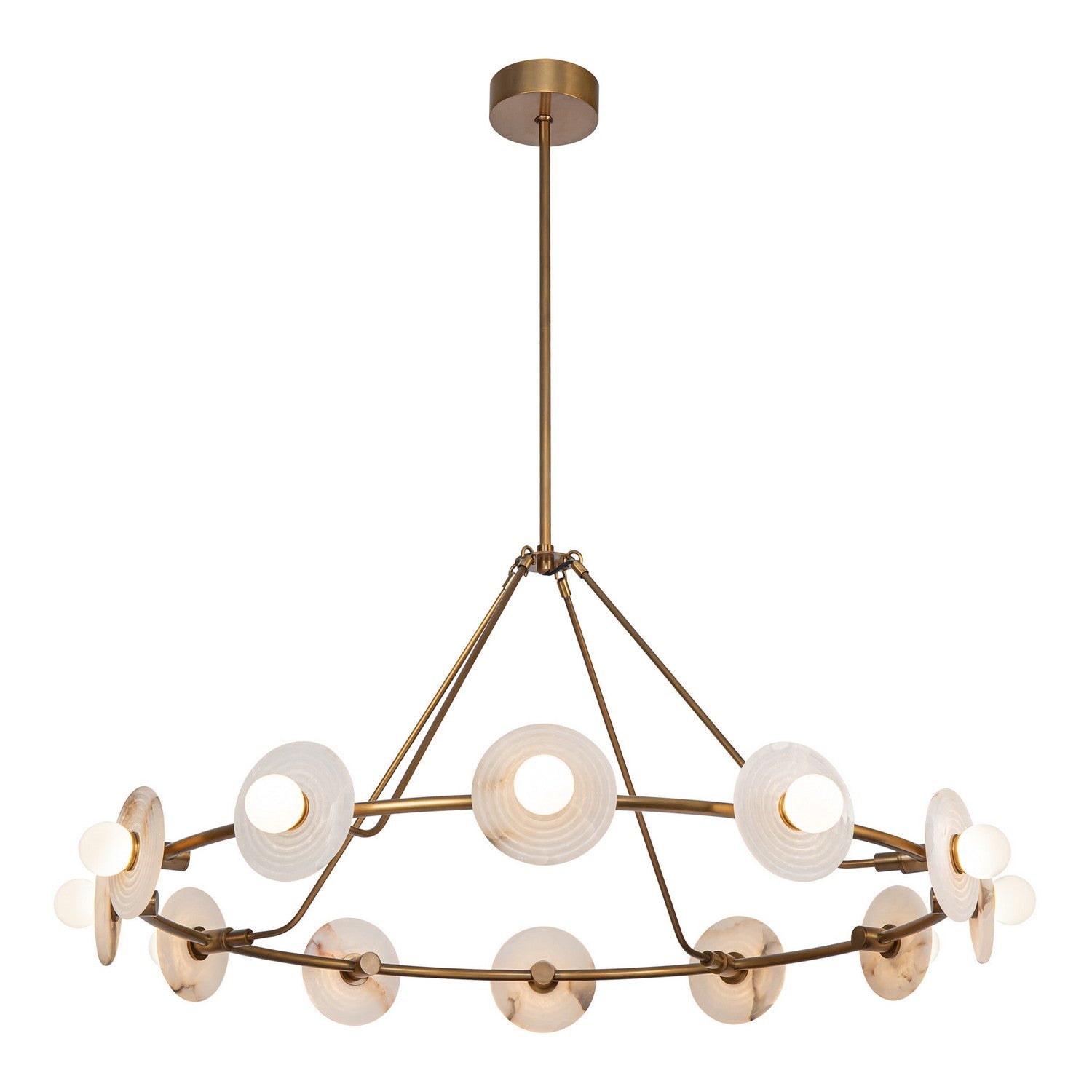 Alora LED Chandelier from the Dahlia collection in Vintage Brass/Alabaster finish