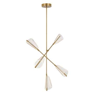 Kuzco Lighting LED Chandelier from the Mulberry collection in Brushed Gold/Light Guide finish