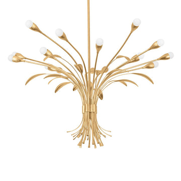 Hudson Valley 15 Light Chandelier from the Bilston collection in Vintage Gold Leaf finish