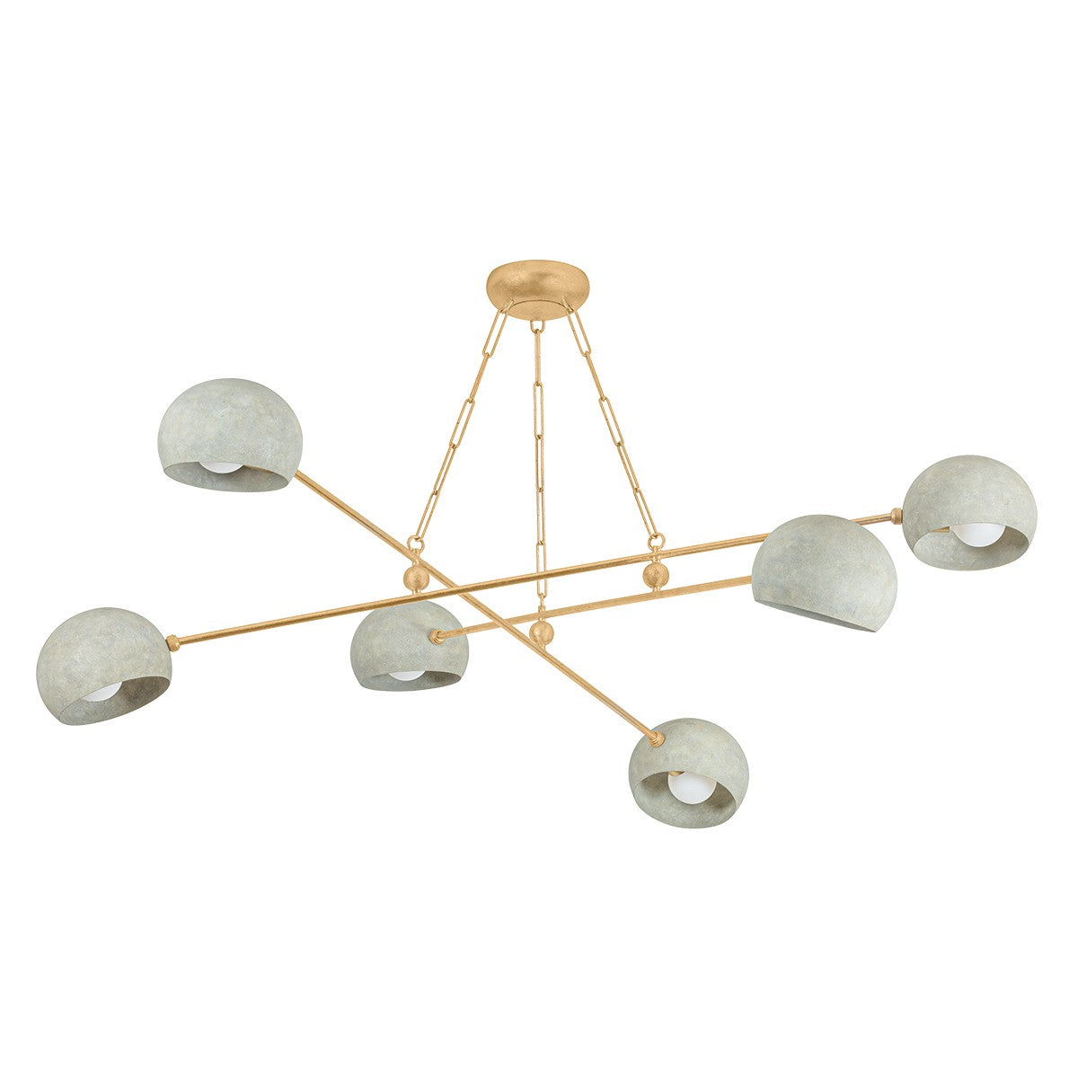 Hudson Valley Six Light Chandelier from the Turner collection in Vintage Gold Leaf/Limewash Plaster finish
