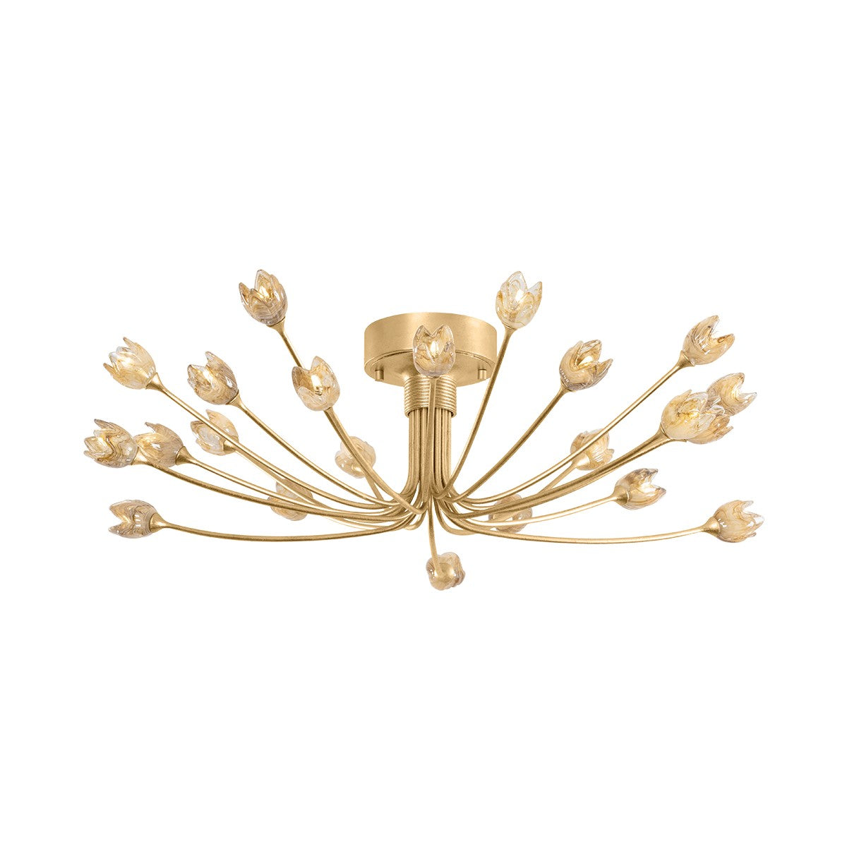 Hudson Valley 22 Light Semi Flush Mount from the Falkirk collection in Vintage Gold Leaf finish