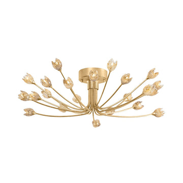 Hudson Valley 22 Light Semi Flush Mount from the Falkirk collection in Vintage Gold Leaf finish
