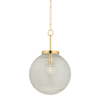 Hudson Valley One Light Pendant from the Falls Mills collection in Aged Brass finish