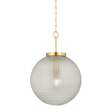 Hudson Valley One Light Pendant from the Falls Mills collection in Aged Brass finish