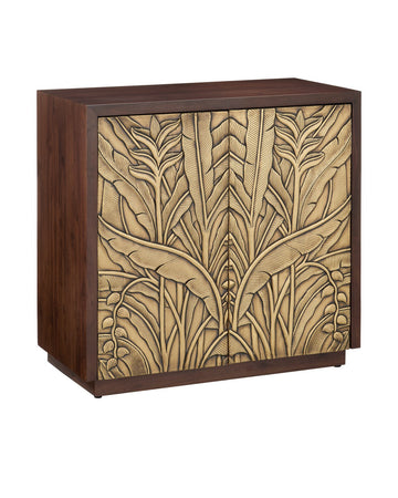 Currey and Company Cabinet in Walnut / Antique Brass finish