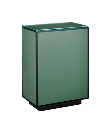 Currey and Company Side Table from the Lacquer Collection collection in Green / Black / Clear finish