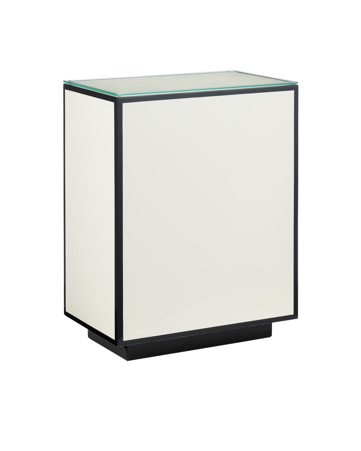 Currey and Company Side Table from the Lacquer Collection collection in White / Black / Clear finish