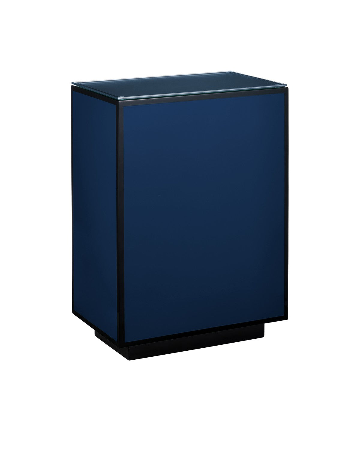 Currey and Company Side Table from the Lacquer Collection collection in Navy / Black / Clear finish