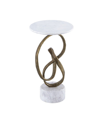 Currey and Company Accent Table in Antique Brass / Natural finish