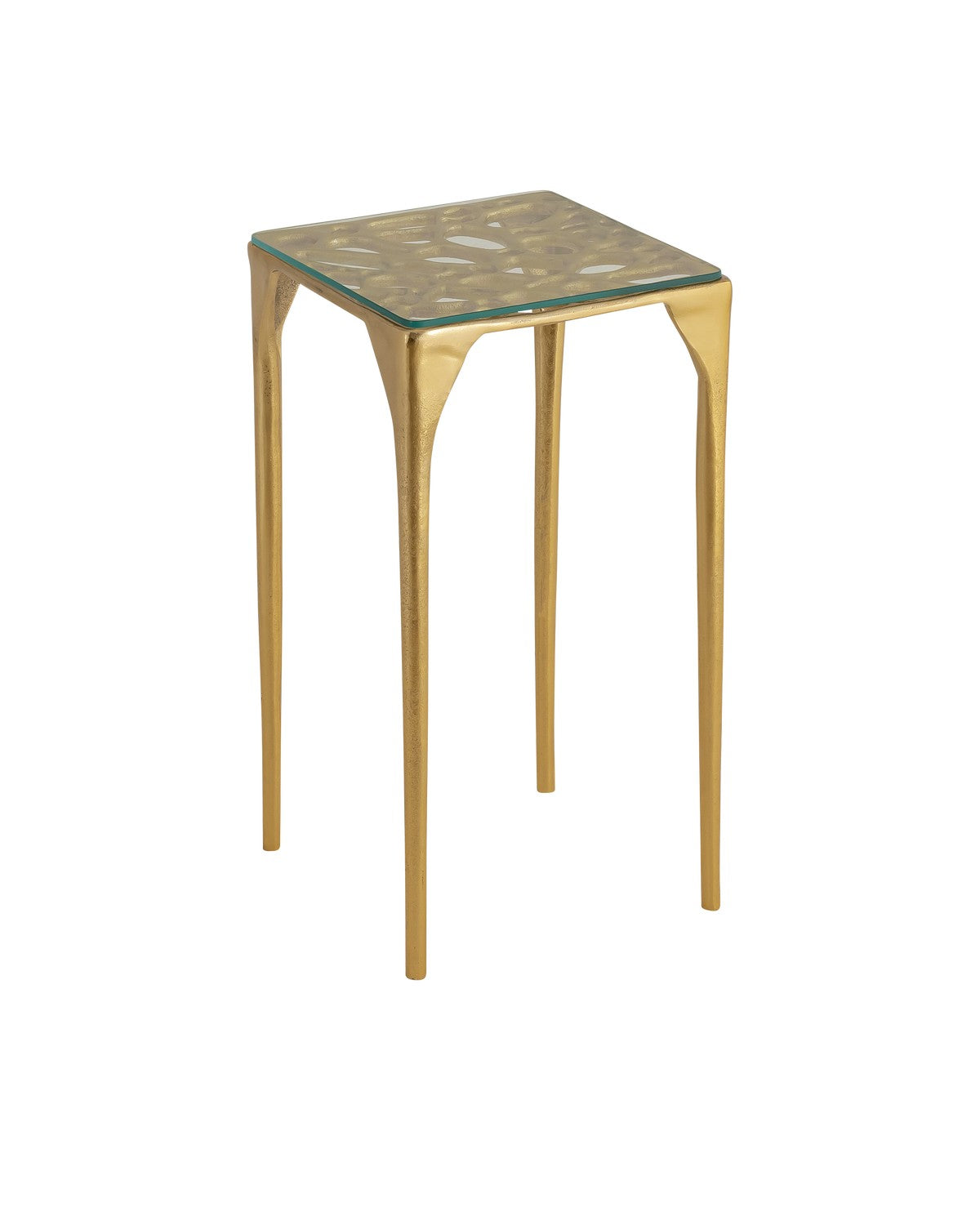 Currey and Company Drinks Table in Gold / Clear finish