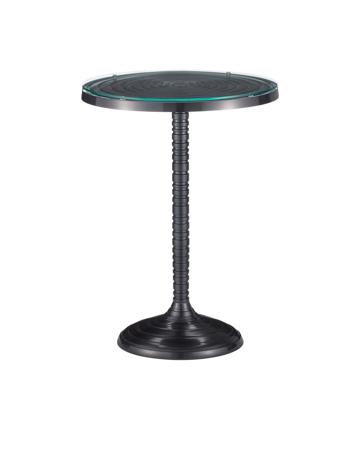 Currey and Company Accent Table in Black Nickel / Clear finish