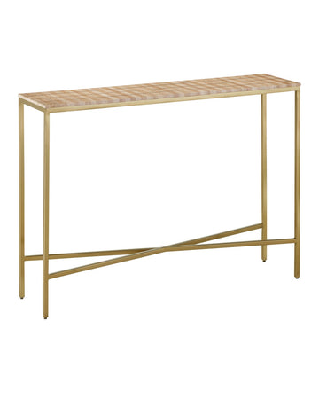 Currey and Company Console Table from the Dezi Collection collection in Natural / Brass finish