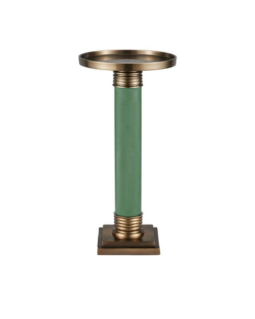 Currey and Company Accent Table in Green / Antique Brass finish